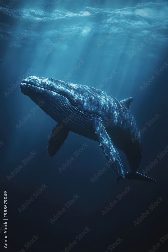 Fototapeta premium Humpback Whale Swimming Ocean