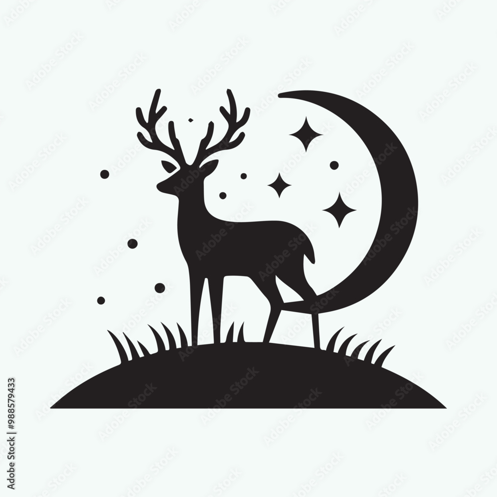 deer logo black icon, deer vector illustration deer logo black icon, deer vector illustration