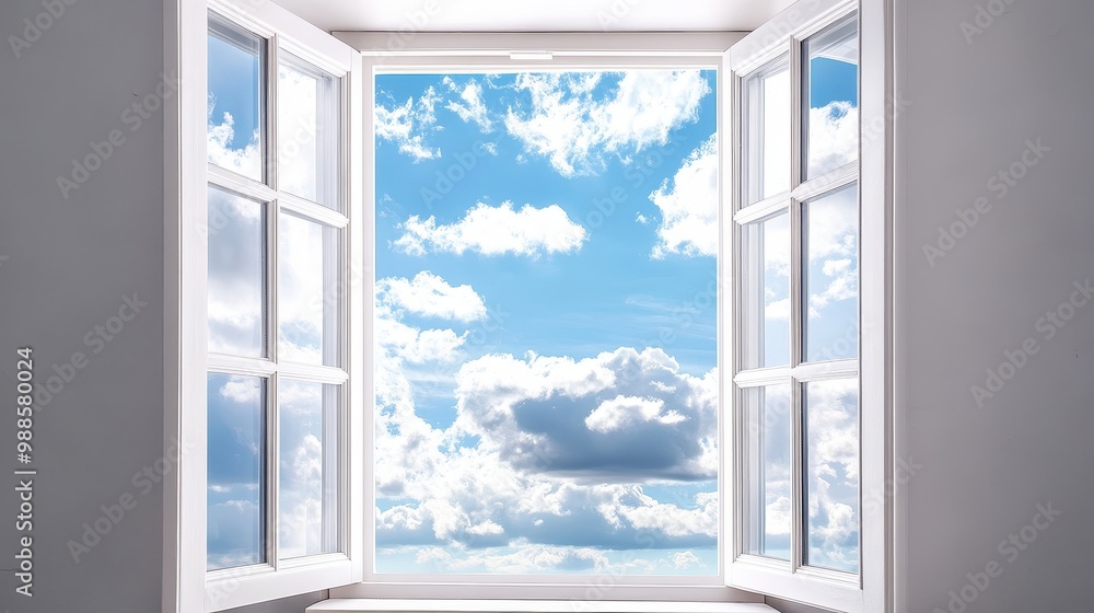 Serene Skies Through Open Window: A Peaceful Escape Serene Skies Through Open Window: A Peaceful Escape