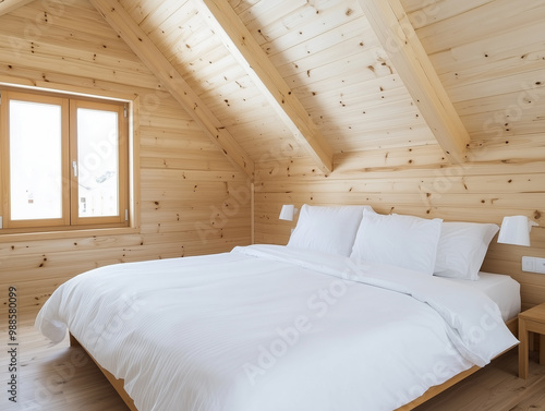 Interior of cozy mansard room photo