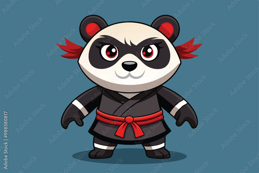 A cheerful ninja panda strikes a confident pose, ready for adventure in a vibrant environment, a cartoon character ninja panda A cheerful ninja panda strikes a confident pose, ready for adventure in a vibrant environment, a cartoon character ninja panda