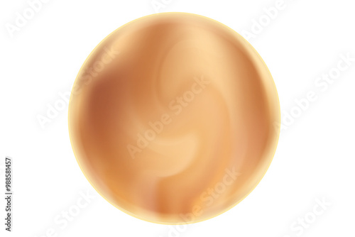 Vintage glowing magic sphere or planet with blurred glass texture, 3d caramel brown sphere or bubble. Beige gradient round shape isolated design asset.