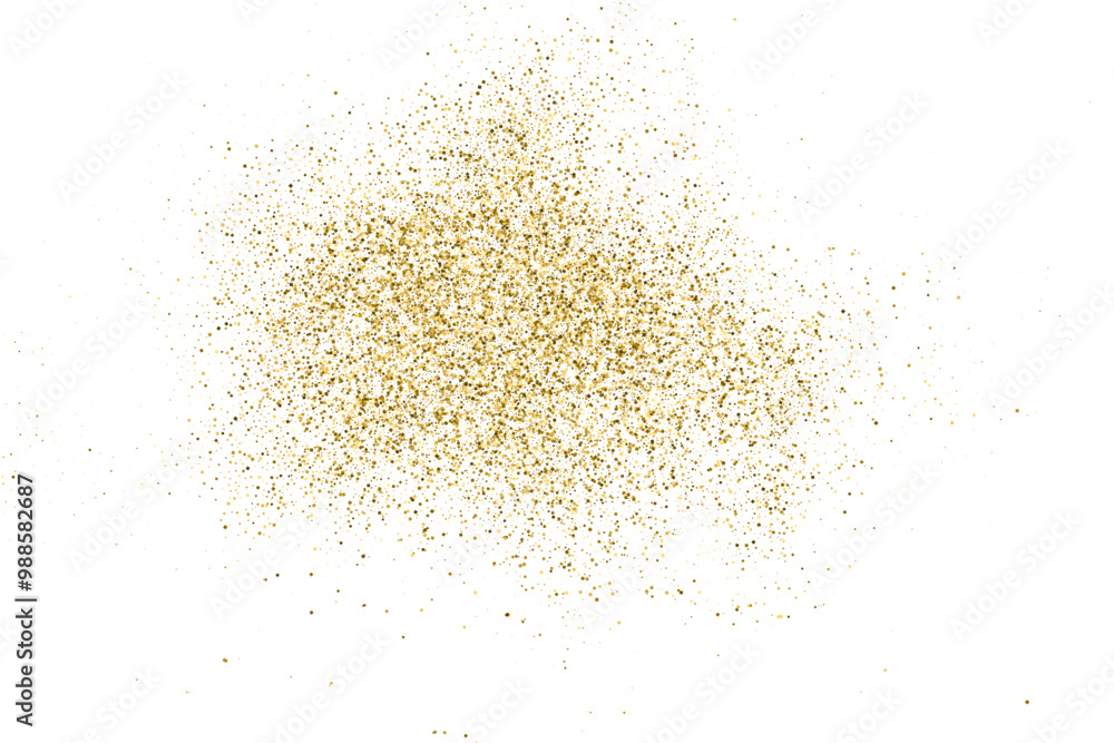 Gold Glitter Texture Isolated On White. New Year, Christmas Background. Amber Particles Color. Celebratory Party. Golden Explosion Of Confetti. Vector Illustration, Eps 10