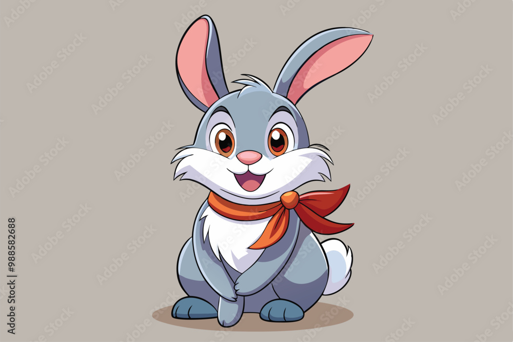 Fototapeta premium A delightful rabbit character shines with personality and charm in a playful setting, a cartoon character of a A charming rabbit