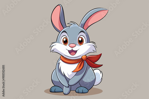 A delightful rabbit character shines with personality and charm in a playful setting, a cartoon character of a A charming rabbit