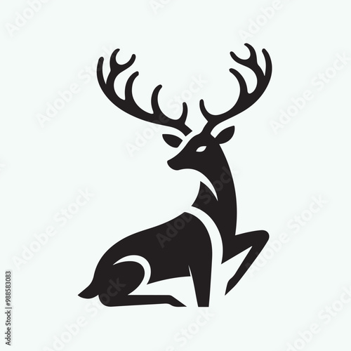 deer logo black icon,  deer vector illustration