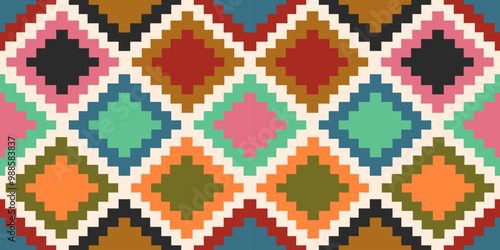 Ethnic geometric pattern, seamless pattern of the Navajo tribe. Native American ethnic. Seamless vector pattern ethnic, seamless Mexican rug, woven carpet. Folk embroidery, Bohemian, Aztec style.	