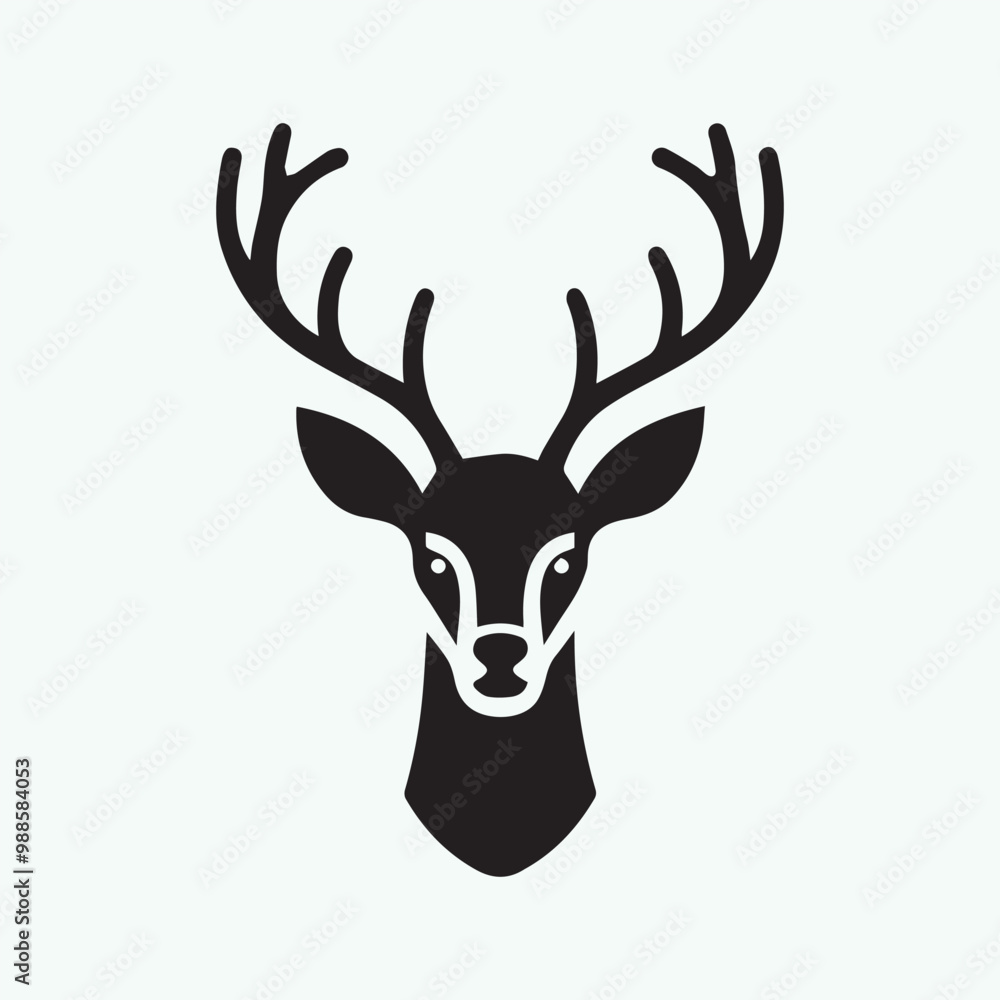 Fototapeta premium deer logo black icon, deer vector illustration