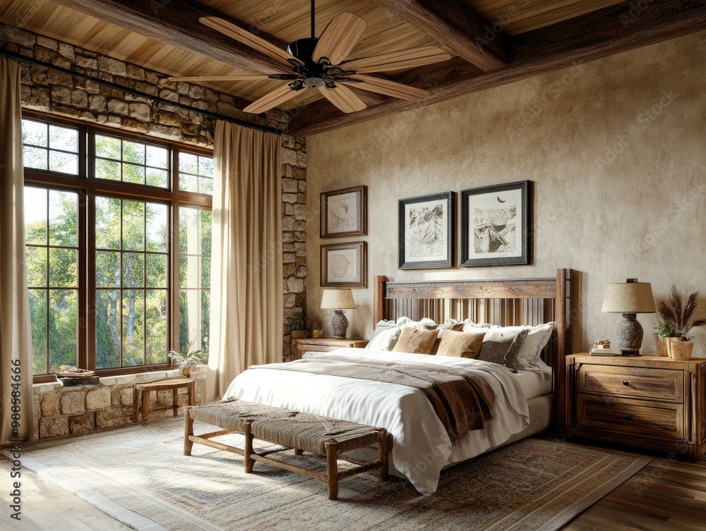 Rustic Bedroom with Distressed Metal Finish Rustic Bedroom with Distressed Metal Finish