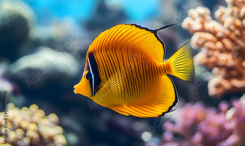 A coral fish - Hooded butterflyfish photo