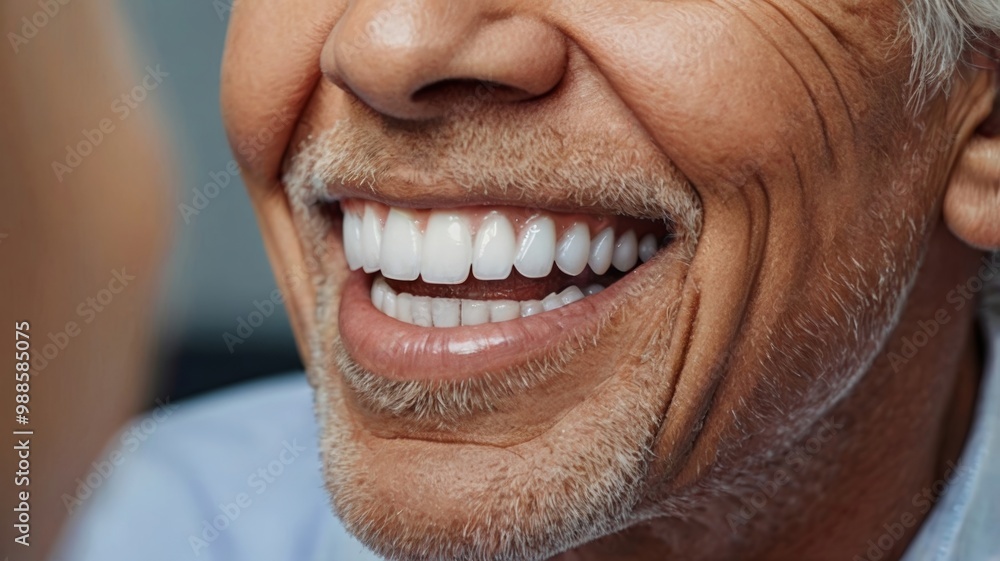 Senior man smiling showing healthy white teeth Senior man smiling showing healthy white teeth