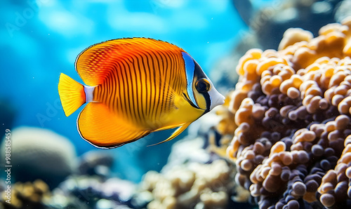 A coral fish - Hooded butterflyfish photo