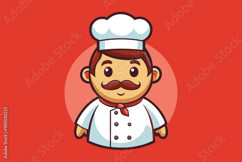 The cartoon chef boy is smiling while preparing delicious food in a vibrant kitchen, a cartoon character of a Robot cartoon character