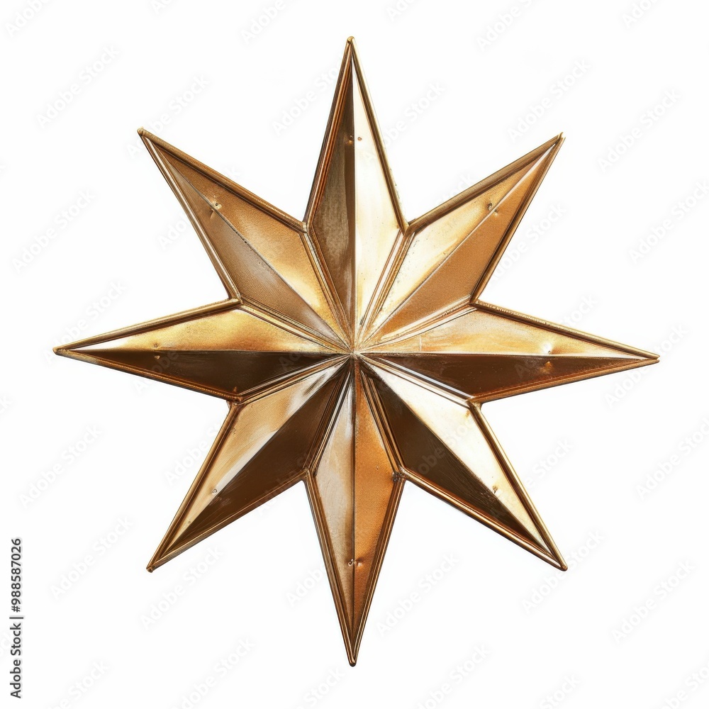 Fototapeta premium Golden Christmas Star on white background
