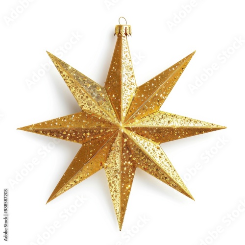 Golden Christmas Star on white background