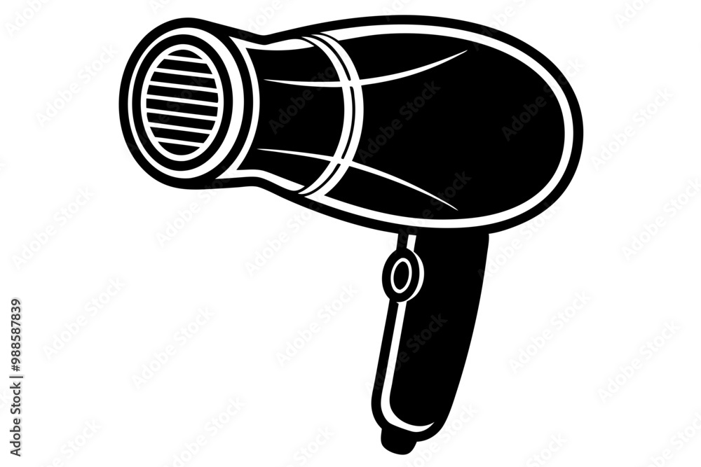 hair dryer for drying hair icon  silhouette  vector illustration