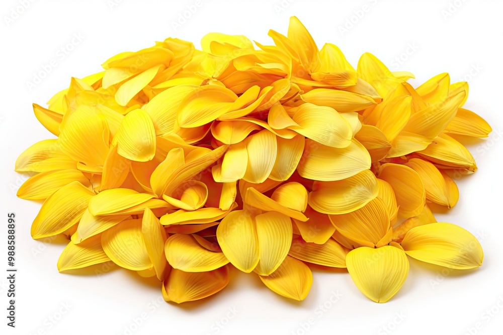 Yellow Petals Isolated, Sunflower Petal Pile Group, Orange Blossom Design, Yellow Petals on White Yellow Petals Isolated, Sunflower Petal Pile Group, Orange Blossom Design, Yellow Petals on White