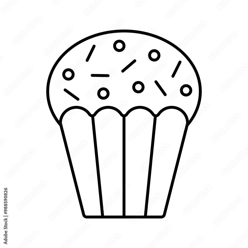 Cupcake line icon isolated vector flat clipart editable stroke Cupcake line icon isolated vector flat clipart editable stroke