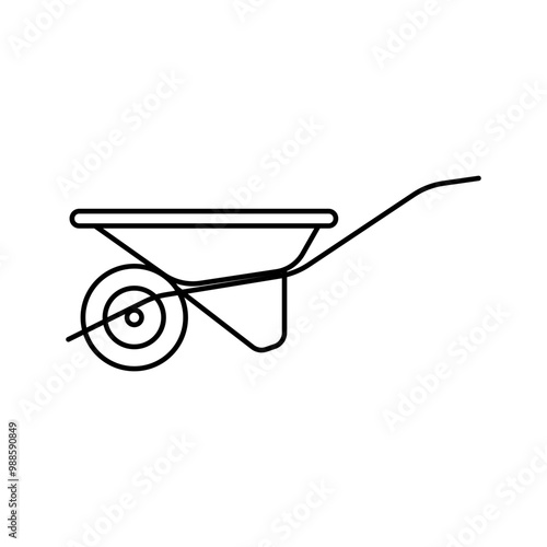 Garden wheelbarrow icon editable stroke isolated vector object gardening concept