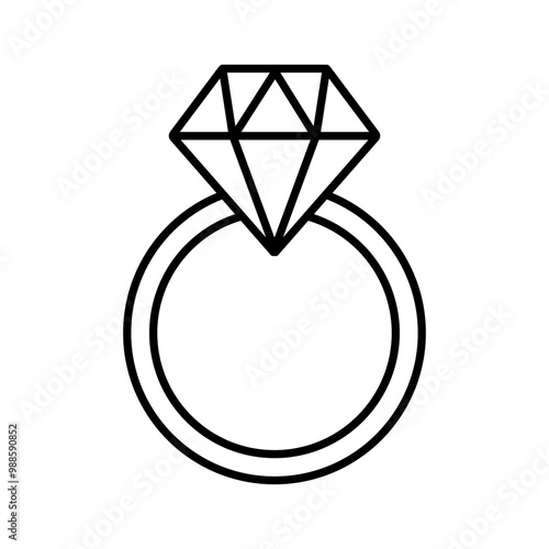 Engagement ring with gem line icon editable stroke isolated vector clipart