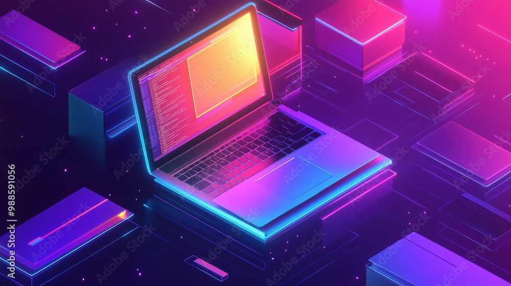 Laptop z szufladą na pliki, który odzwierciedla nowoczesne podejście do zarządzania danymi. Laptop z szufladą na pliki, który odzwierciedla nowoczesne podejście do zarządzania danymi.