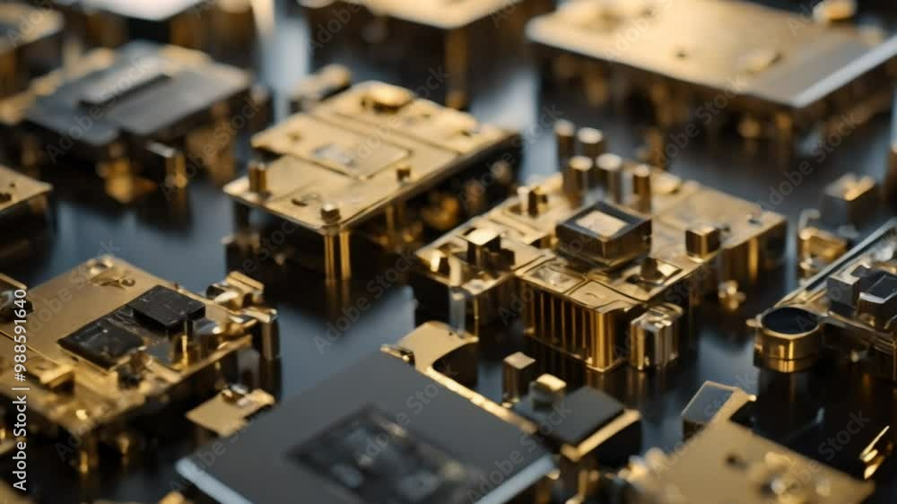Video of CPU on motherboard with elements. Technology concept Video of CPU on motherboard with elements. Technology concept