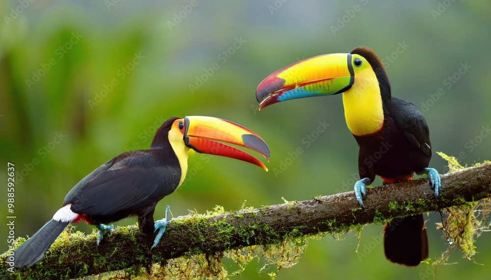 Toucan sitting on the branch in the forest, green vegetation, Costa Rica. Nature travel Toucan sitting on the branch in the forest, green vegetation, Costa Rica. Nature travel