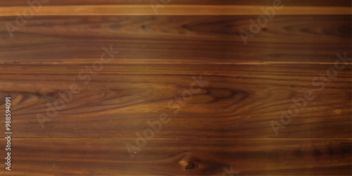 A close up of high gloss lacquered wood paneling with a deep rich brown color the reflective surf.deep  brow wood planks with natural texture, wooden retro background, light wooden background, table 
