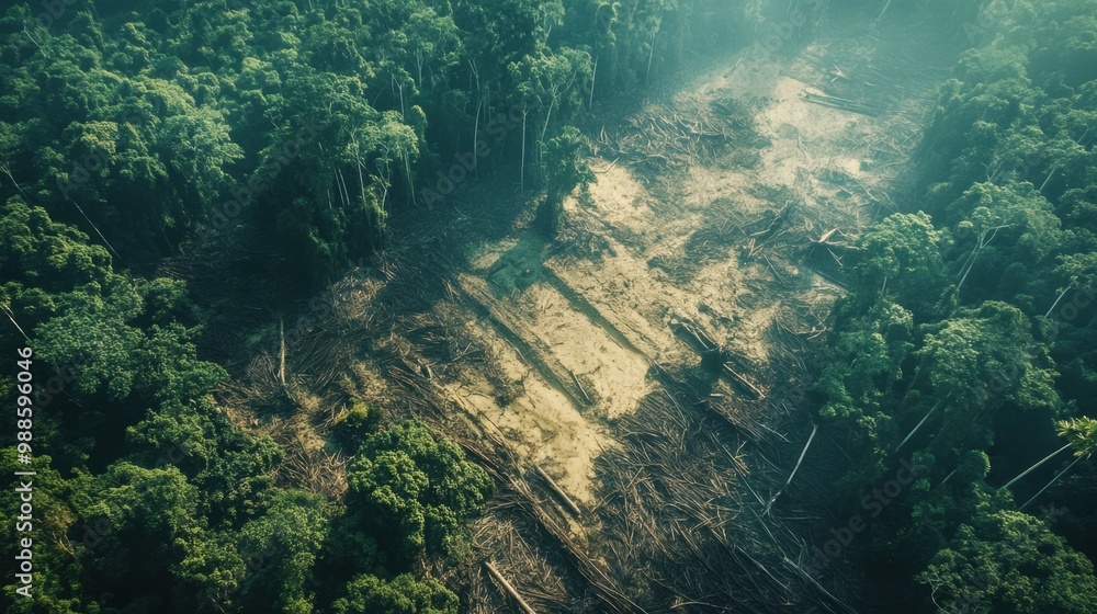 Aerial View of Deforestation in Tropical Rainforest Aerial View of Deforestation in Tropical Rainforest