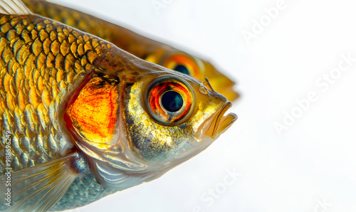 Close up of roach fish isolated on white background photo