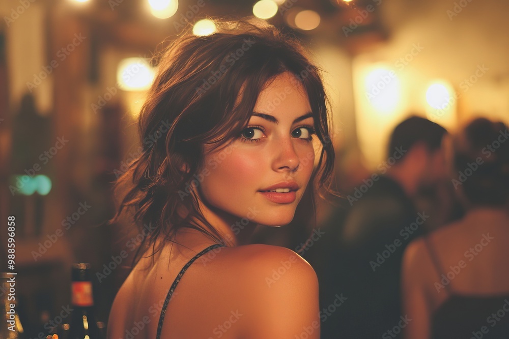 Awesome night ahead of us. A pretty young woman looking over her shoulder at you while walking towards the stage, Generative AI Awesome night ahead of us. A pretty young woman looking over her shoulder at you while walking towards the stage, Generative AI