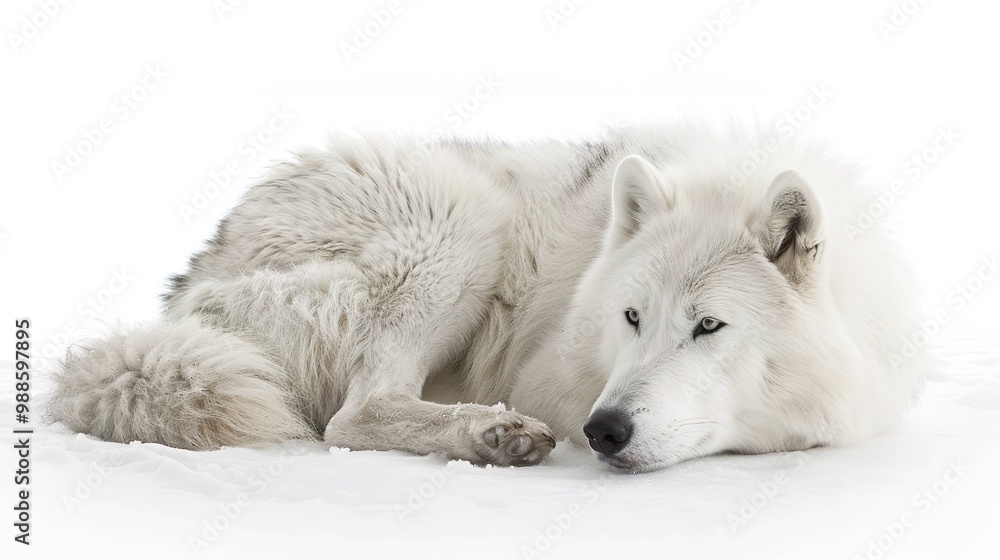 Fototapeta premium An isolated animal image on a pure white background. The animal has distinct features and a unique charm. Its pose and expression capture attention. The white background makes the animal stand out cle