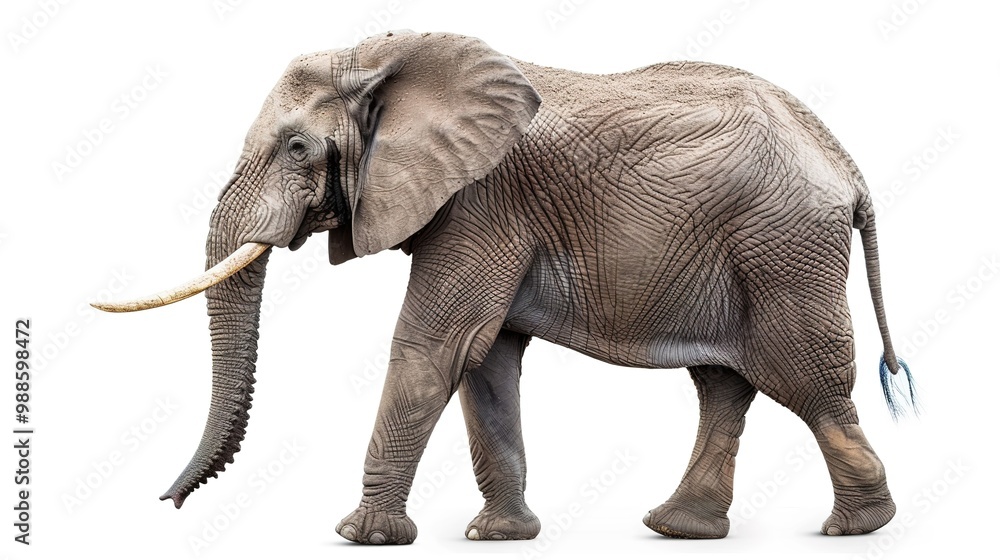 Fototapeta premium An isolated animal image on a pure white background. The animal has distinct features and a unique charm. Its pose and expression capture attention. The white background makes the animal stand out cle