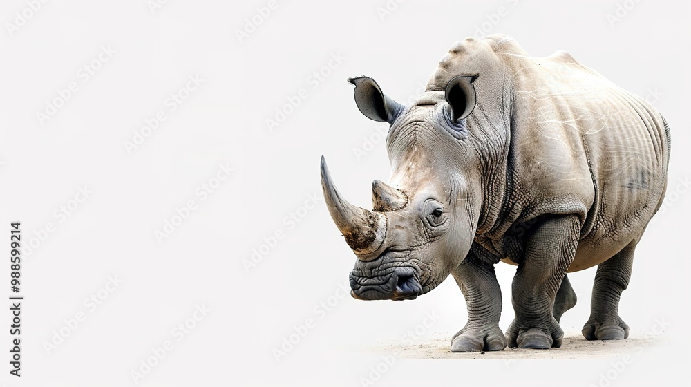 Fototapeta premium An isolated animal image on a pure white background. The animal has distinct features and a unique charm. Its pose and expression capture attention. The white background makes the animal stand out cle