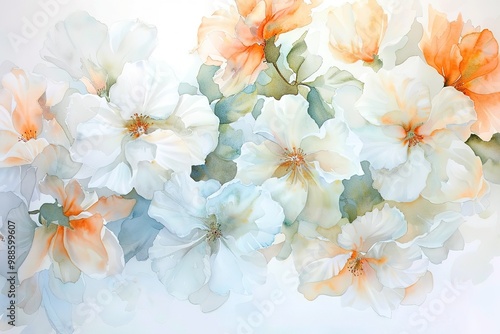 Watercolor illustration of flowers. Manual composition. Mother's day, wedding, birthday, Easter, Valentine's day. Pastel shades. "Spring". Summer.