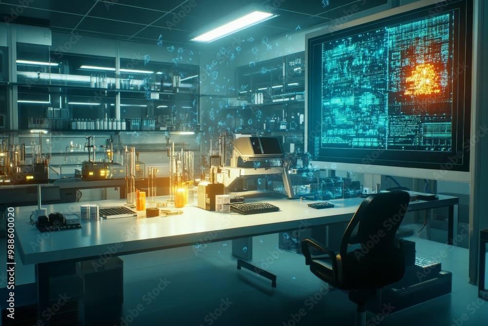 Futuristic High-Tech Laboratory with Advanced Computer Systems Futuristic High-Tech Laboratory with Advanced Computer Systems