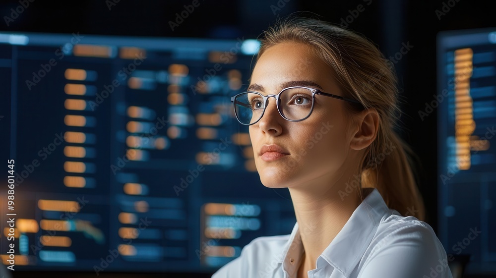 A project manager using risk management software to track project risks and timelines A project manager using risk management software to track project risks and timelines