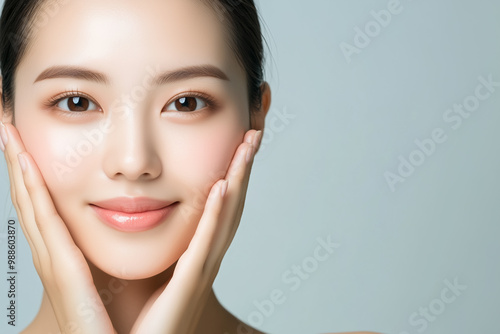 South Korean Beauty Applying Salicylic Acid for Clear Skin, Reducing Facial Inflammation and Achieving Flawless Results photo