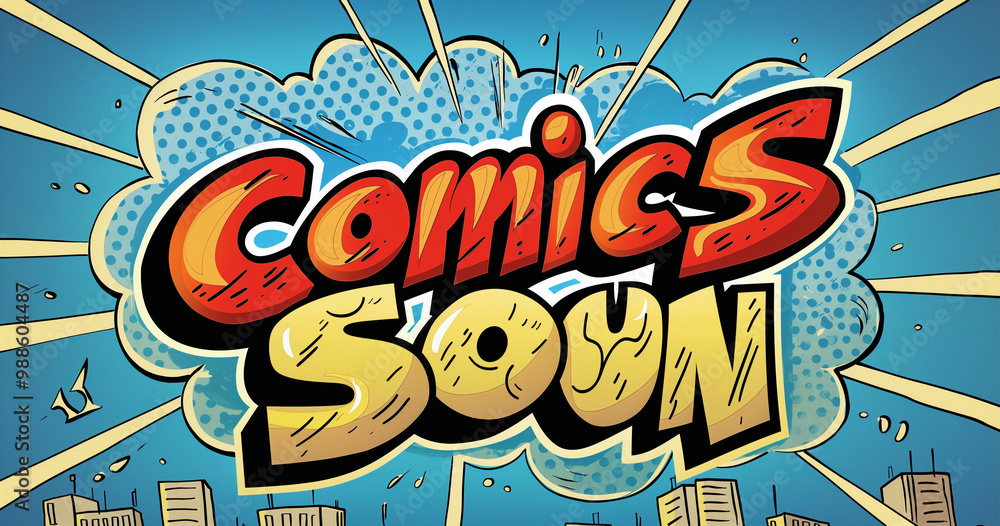 Fototapeta premium pop explosion comics soon font stock illustration