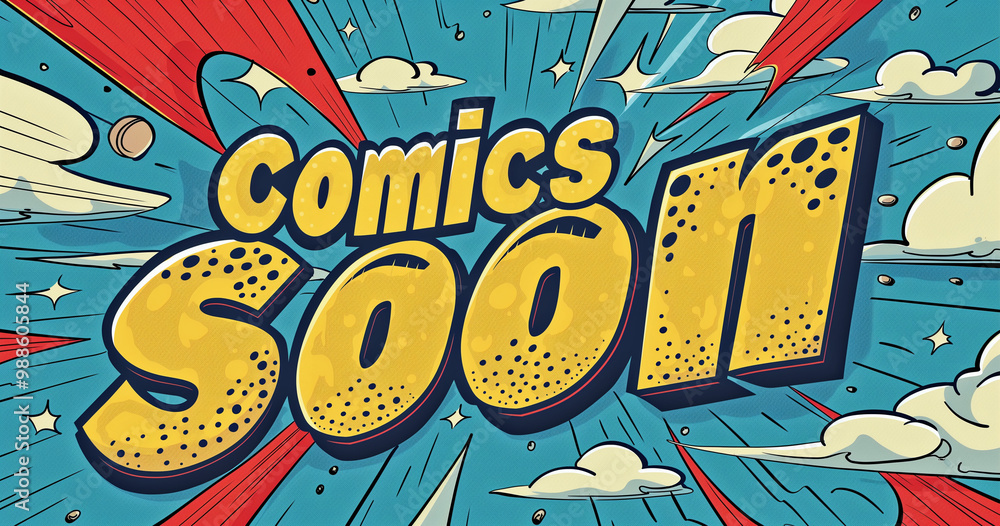 Fototapeta premium pop explosion comics soon font stock illustration