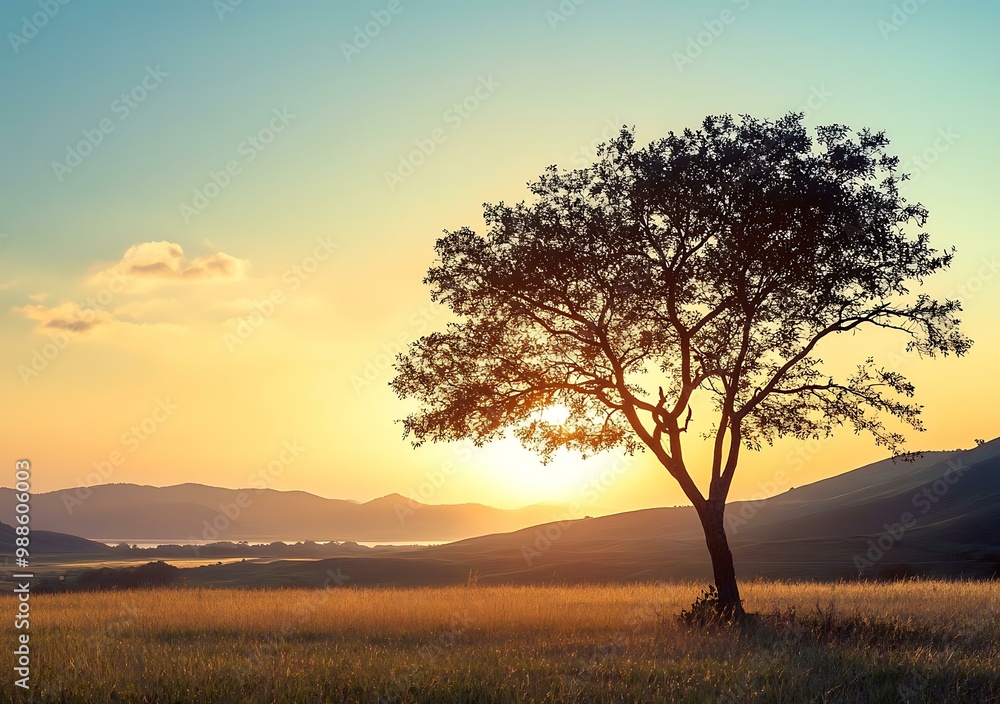 Silhouette of a Tree Against a Sunset Sky Silhouette of a Tree Against a Sunset Sky