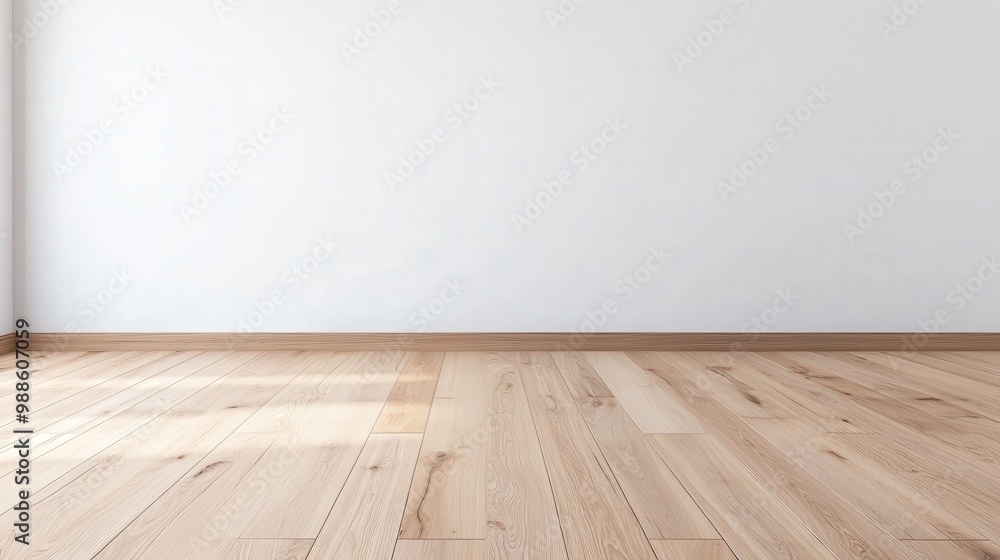Minimalist interior design, serene light wooden flooring complements a pristine white wall, ideal for showcasing home decor ideas and personal expression. Minimalist interior design, serene light wooden flooring complements a pristine white wall, ideal for showcasing home decor ideas and personal expression.