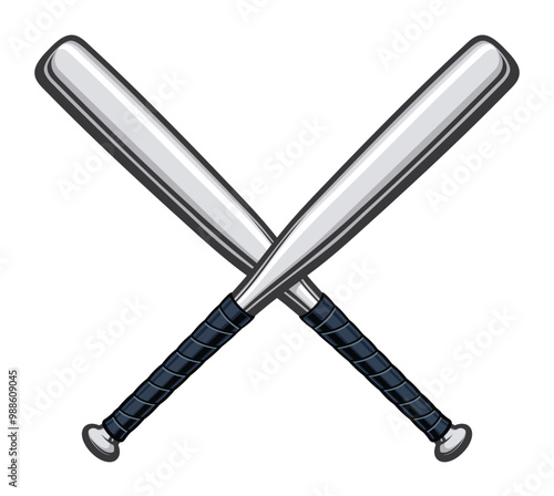 Wallpaper Mural classic crossed two twin baseball or softball gray metal aluminum bats transparent background Torontodigital.ca