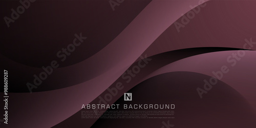 Abstract dark brown color gradient wave 3D background for card graphics design. Dark brown luxury background elements. Eps10 vector