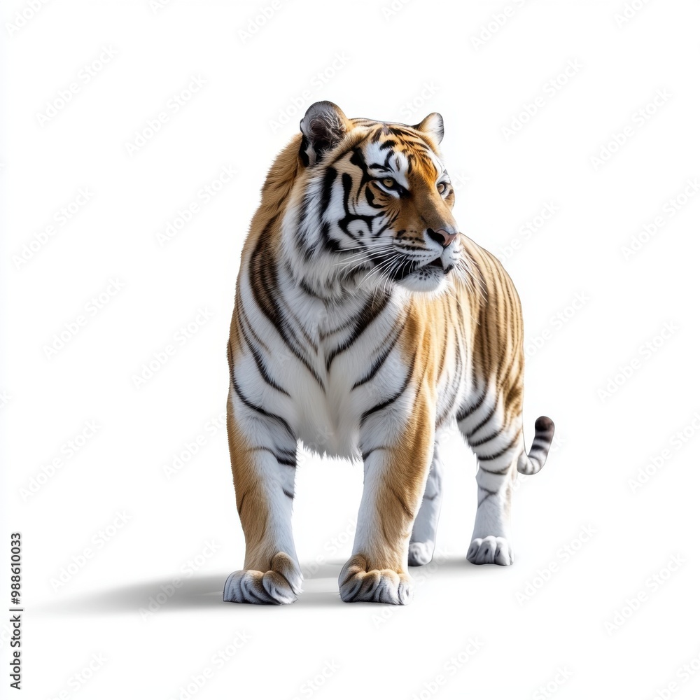 Obraz premium Majestic Bengal Tiger on a White Background