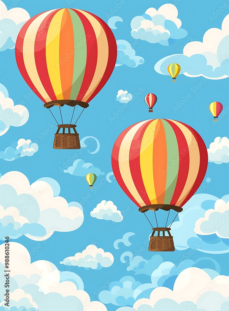 Naklejka premium Colorful Hot Air Balloons Flying Through the Sky