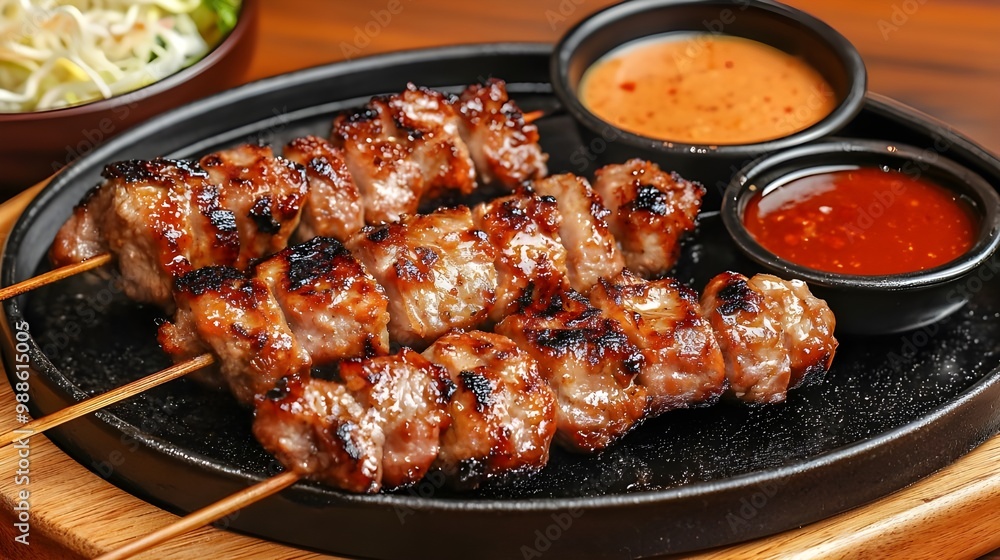 Grilled Pork Skewers with Dipping Sauces. Grilled Pork Skewers with Dipping Sauces.