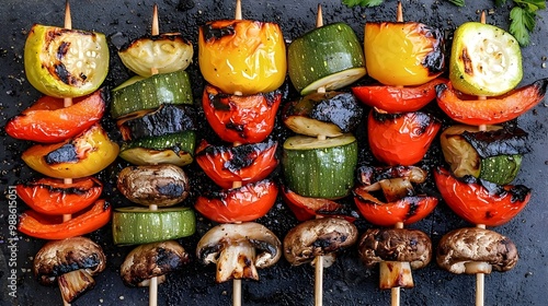 Grilled Vegetable Skewers with Mushrooms.