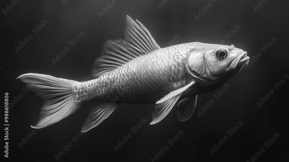 Black and White Elegant Fish Underwater Photography Black and White Elegant Fish Underwater Photography
