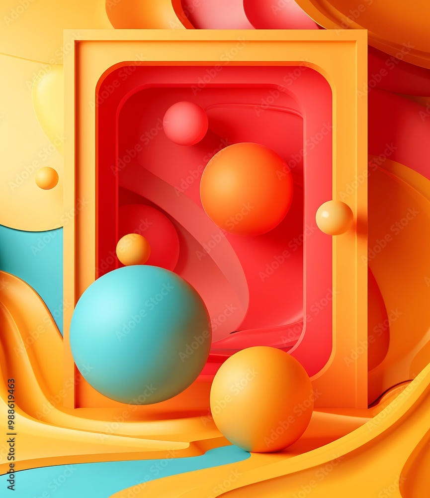 Abstract 3D Background with Colorful Spheres and Geometric Shapes Abstract 3D Background with Colorful Spheres and Geometric Shapes